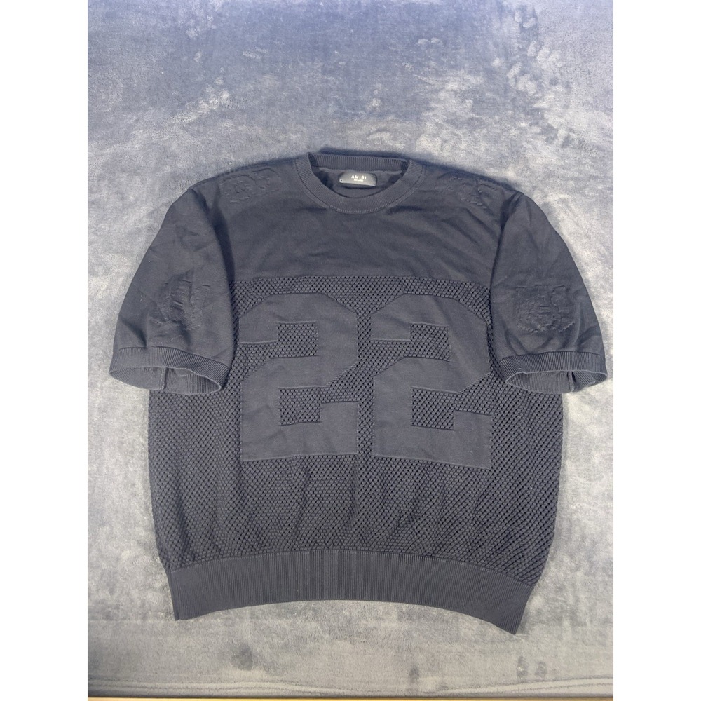 AMIRI Oversized 22 Knit Football Jersey Shirt Black Men's Sz 3XL